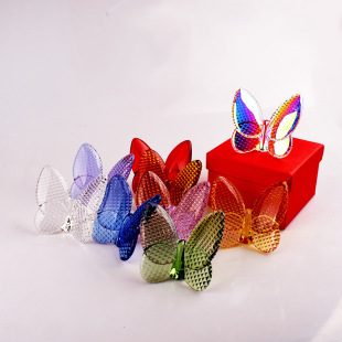 Cross-border e-commerce hot sale diamond pattern crystal butterfly decoration home wedding gift Hotel glass butterfly decoration