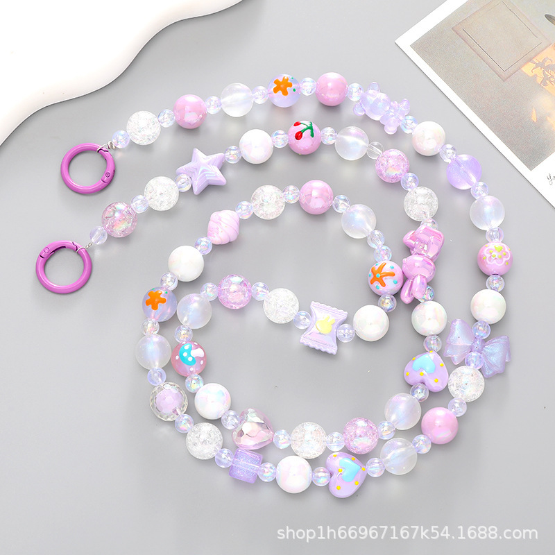 Nuevo acrílico cuentas teléfono móvil cadena perla crossbody Correa cadena teléfono móvil caso colgante regalo para las mujeres