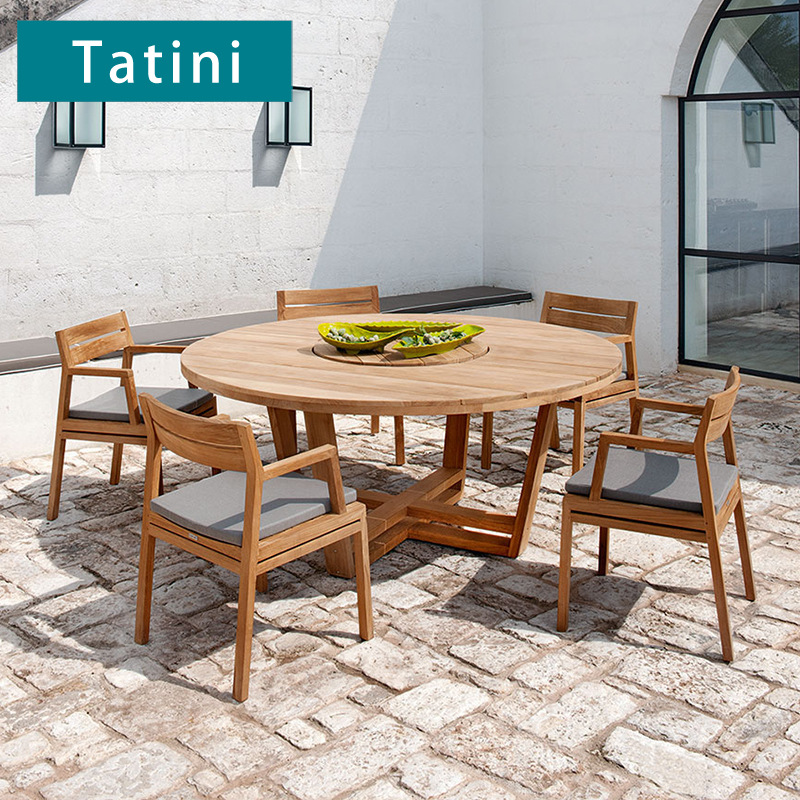 Mesas y sillas de exterior para ocio al aire libre, conjuntos de madera de teca para exteriores, muebles de madera maciza para patio, villa, jardín, terraza y solárium.