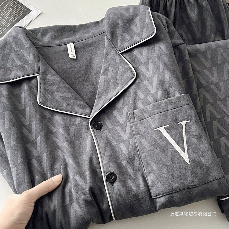 Gende Velvet Pajamas Men's Autumn and Winter 2025 New Winter Warm Large Size Can Be Worn Outside Home Clothes Two-Piece Set