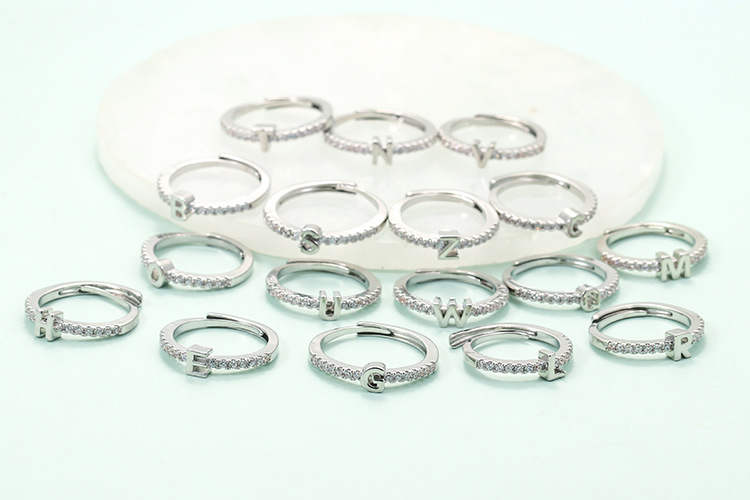 Copper Material Unisex Fashion Letter Copper Zircon Rings Plating Inlaid Zircon