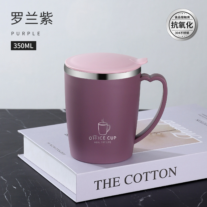 Tazas de café 304 de acero inoxidable con tapa, tazas de café para hombres y mujeres de alto valor, tazas de agua doméstica, tazas de té de oficina