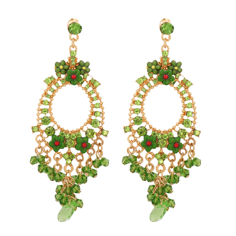 Fashion Rhinestone Long Carved Bohemian Alloy Earrings Wholesale display picture 5