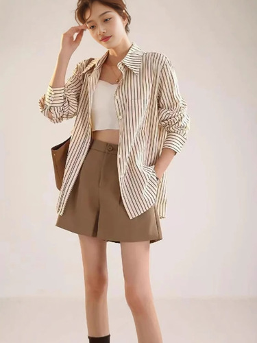 Women's Spring and Autumn New Fashion Casual Korean Version Outerwear Shirt French High-End Long-Sleeve Top