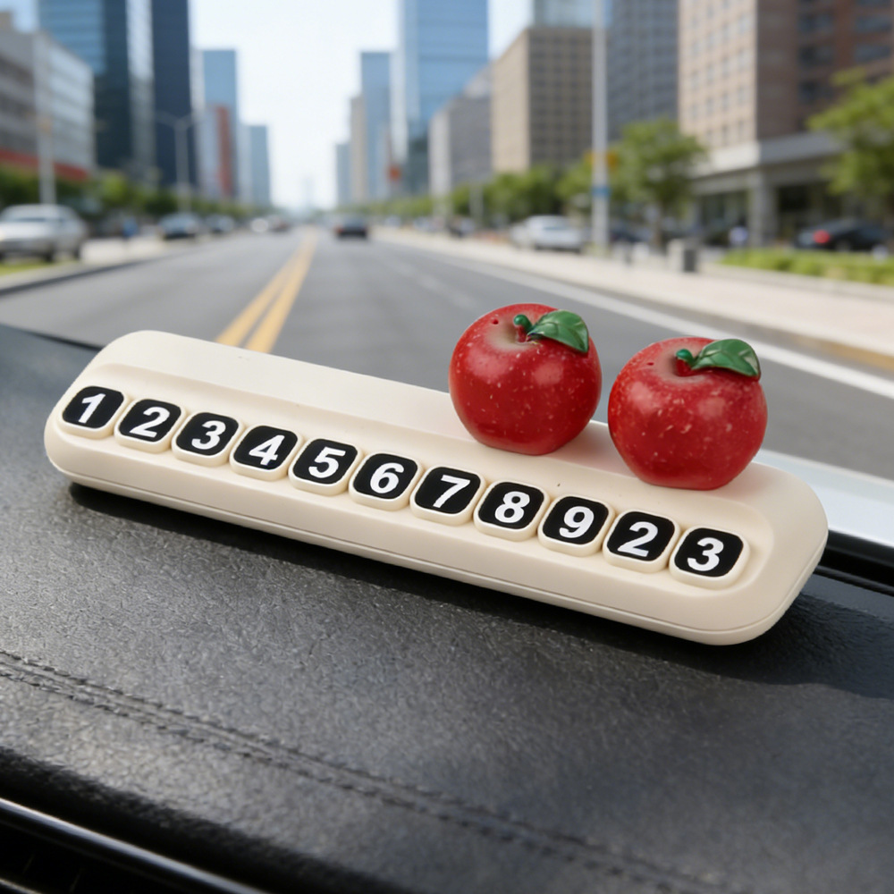 Tarjeta telefónica de movimiento de automóviles, tarjeta de estacionamiento temporal de frutas de litchi, adornos creativos de automóviles