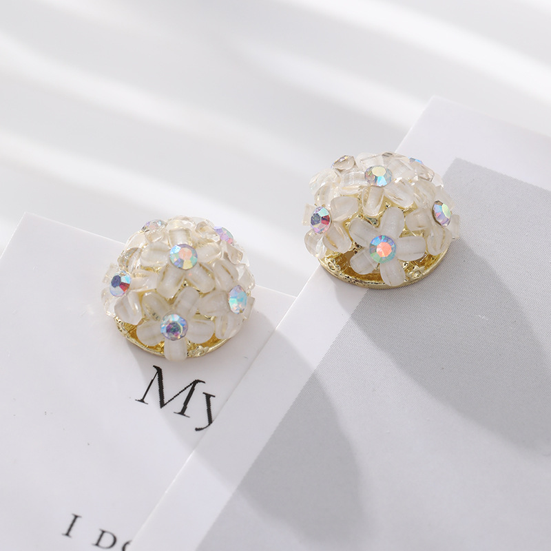 1 Pair Elegant Geometric Plating Inlay Resin Metal Artificial Gemstones Ear Studs display picture 2