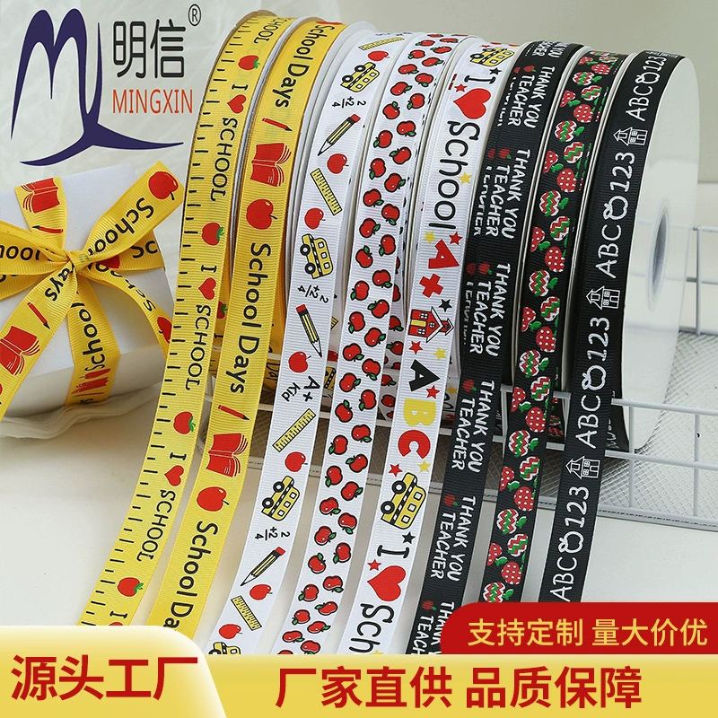 Декоративные ленты с мультяшными рисунками в стиле кампуса для упаковки подарков к началу учебного года, декоративные ленты, завязки для букетов с цветочным принтом.