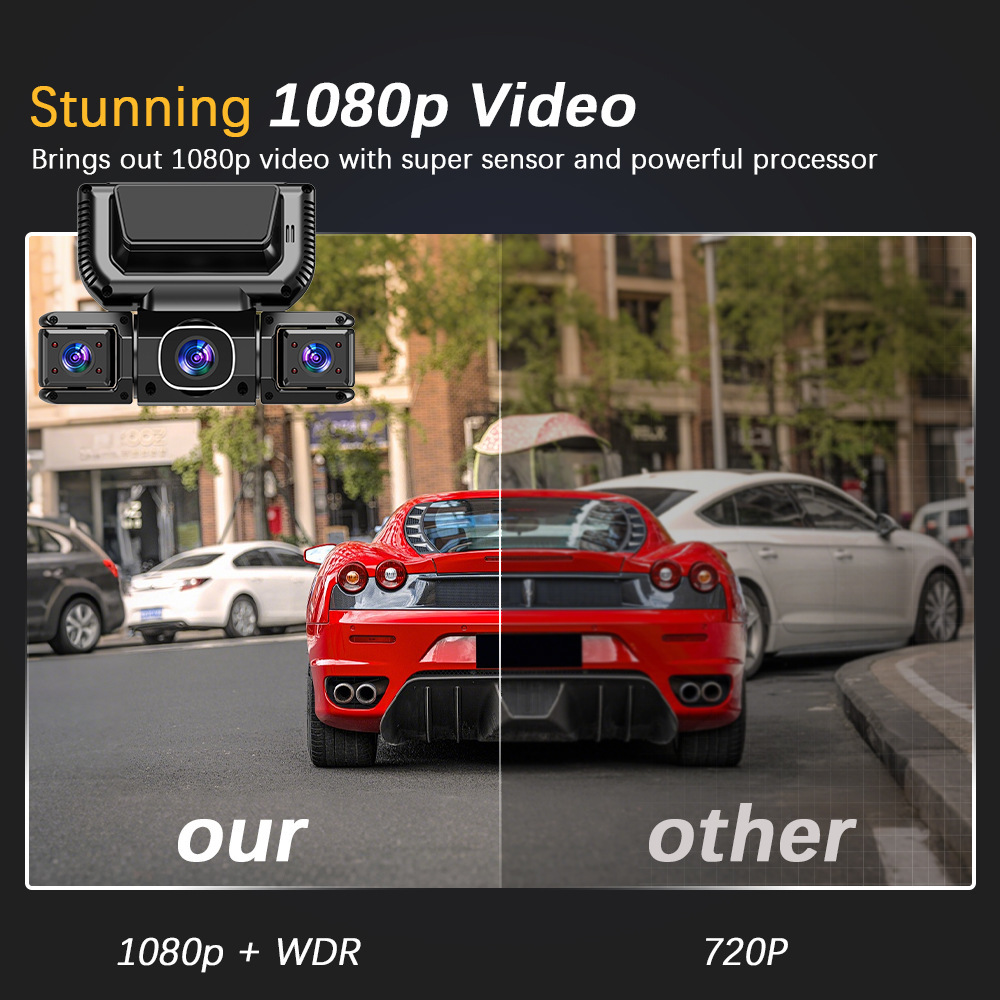 New Model 3inch Four-Channel High-Definition Dash Cam with Infrared Night Vision, Ips High-Definition Screen, and Wifi Mobile Connectivity