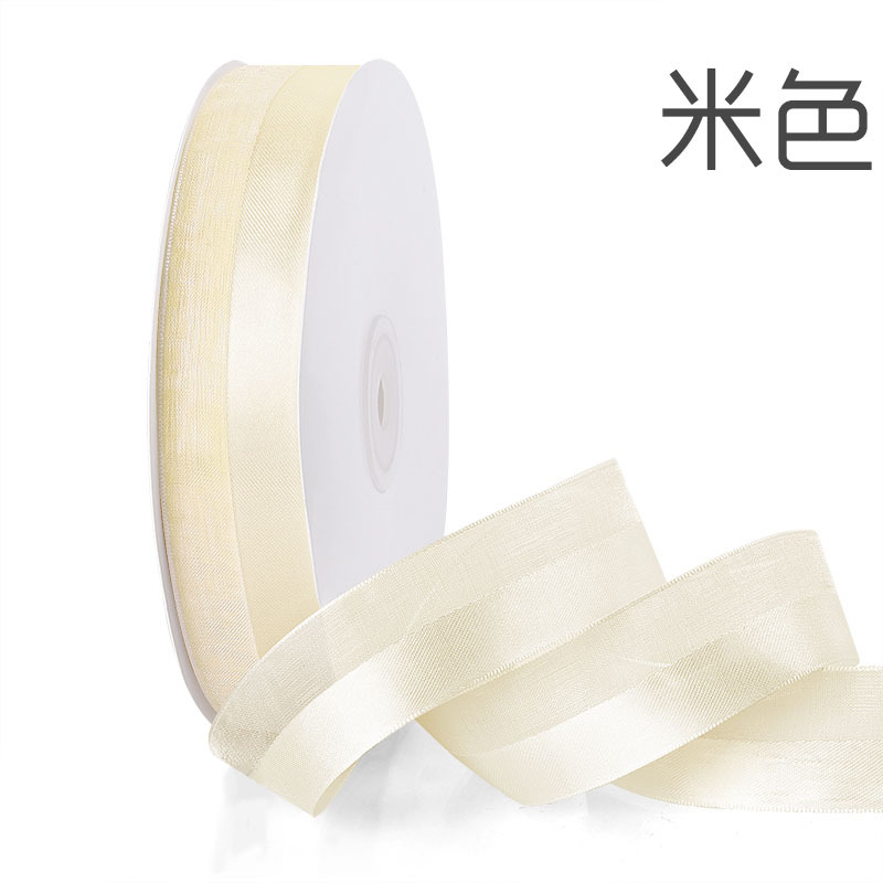 2,5 cm medio satén medio hilo cinta de nieve ramo fresco caja de regalo embalaje vendaje cinta decoración de la torta