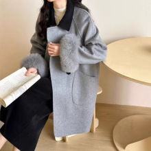 上海兰芝韩版双面呢大衣女2024冬新款赫本风小个子A版外套240913