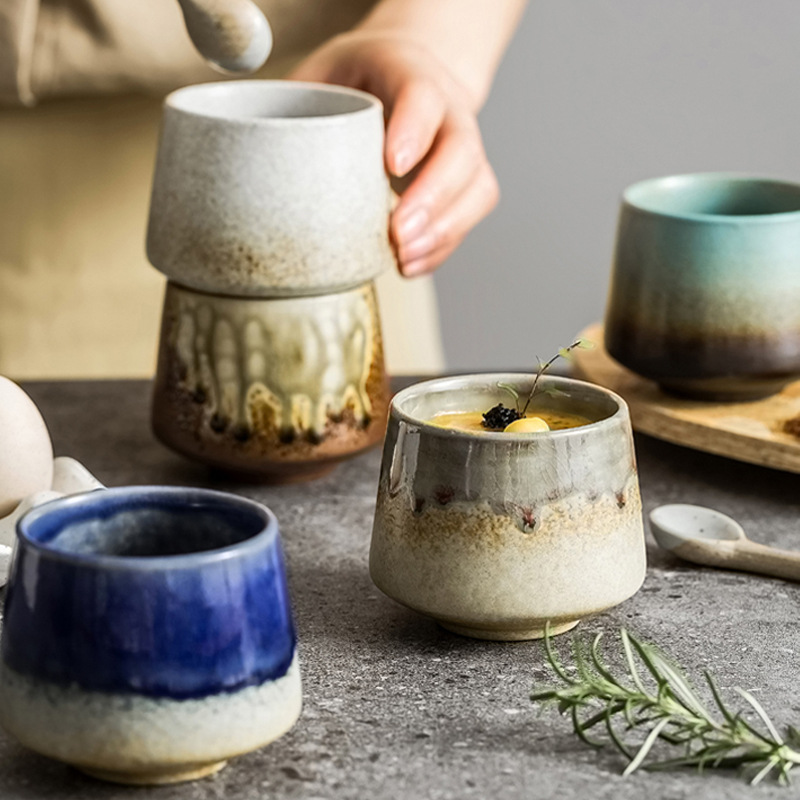 Taza de té de cerámica, taza de café con leche creativa, taza de café retro japonesa, taza de leche para desayuno, taza de agua ligera de lujo para celebridades de Internet, regalo