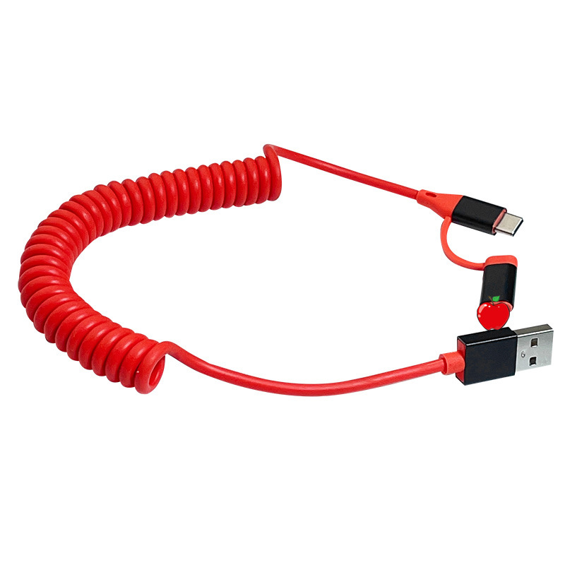 USB スプリングケーブルメカニクスツーインワンデータケーブル 65 ワット + 27 ワット多機能 1 対 2 車のスプリング高速充電ケーブル|undefined