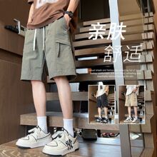 夏季薄款工装短裤男孩13初高中学生14青少年15岁大童休闲五分裤子