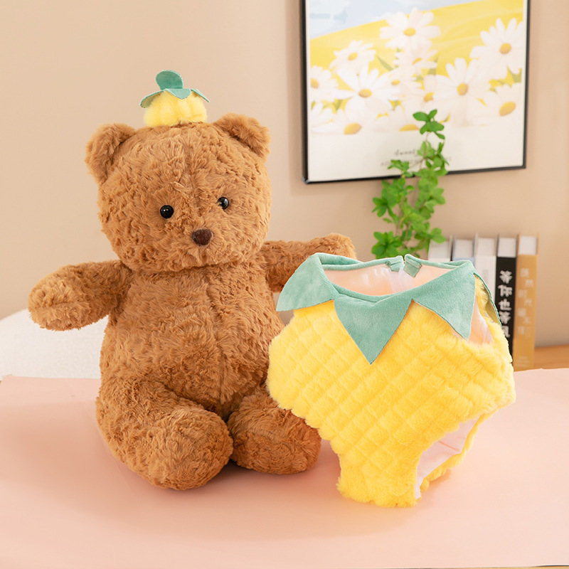インターネット有名人のパイナップルベアぬいぐるみ人形の服は着脱可能、かわいいクマの人形は女の子の誕生日プレゼントとして送られます。|undefined