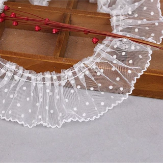 黑白色双层网纱花边服装辅料diy手工装饰袖口窗帘裙摆沙发  宽6cm