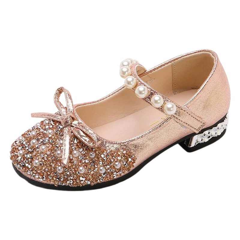 Кожаные туфли на высоком каблуке для девочек, коллекция 2024, туфли принцессы Эльзы на мягкой подошве, детские туфли с кристаллами, детская обувь со вспышкой