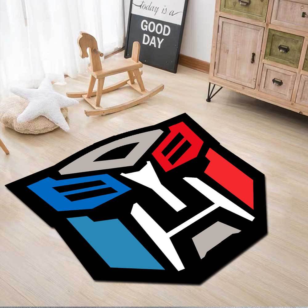 만화 변압기 외계인 패션 소년 방 장식 블루 레드 거실 침실 의자 라운드 매트 카펫
