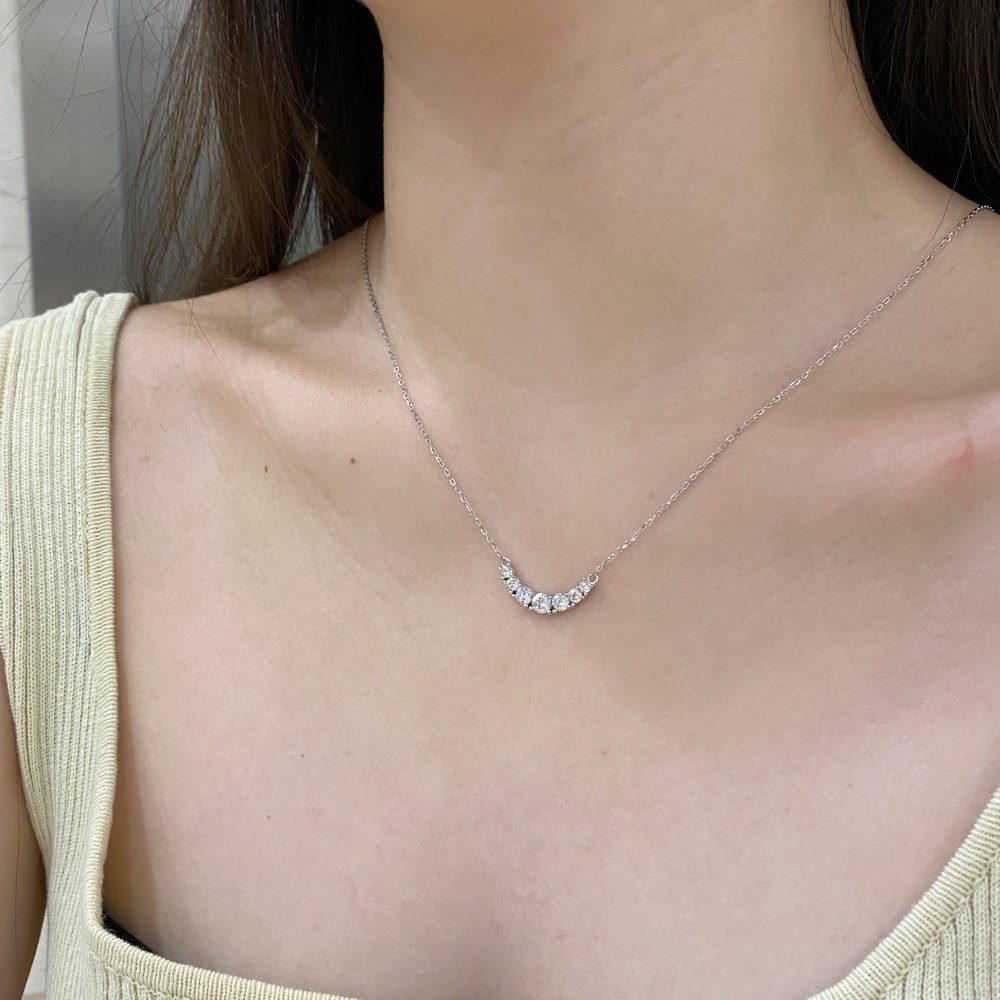 Basic Korean Style Geometric Sterling Silver Plating Inlay Zircon Necklace display picture 3