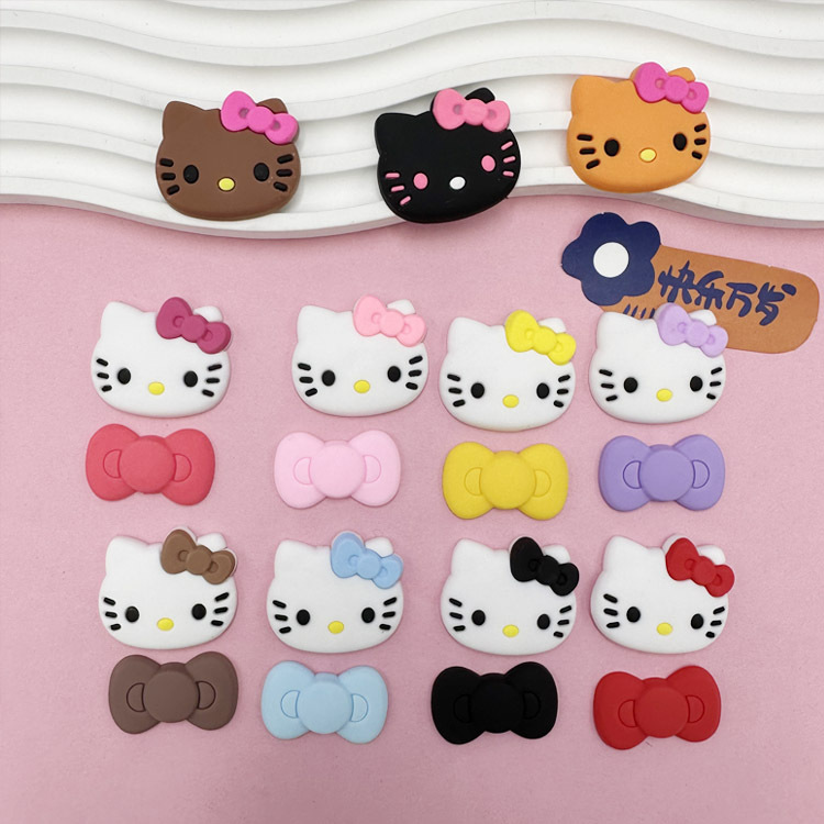 Small Size Kitty Kt Cat Bow DIY Accessories Stickers for Slippers, Phone Cases, Water Bottle Stickers, and Phone Case Decorations