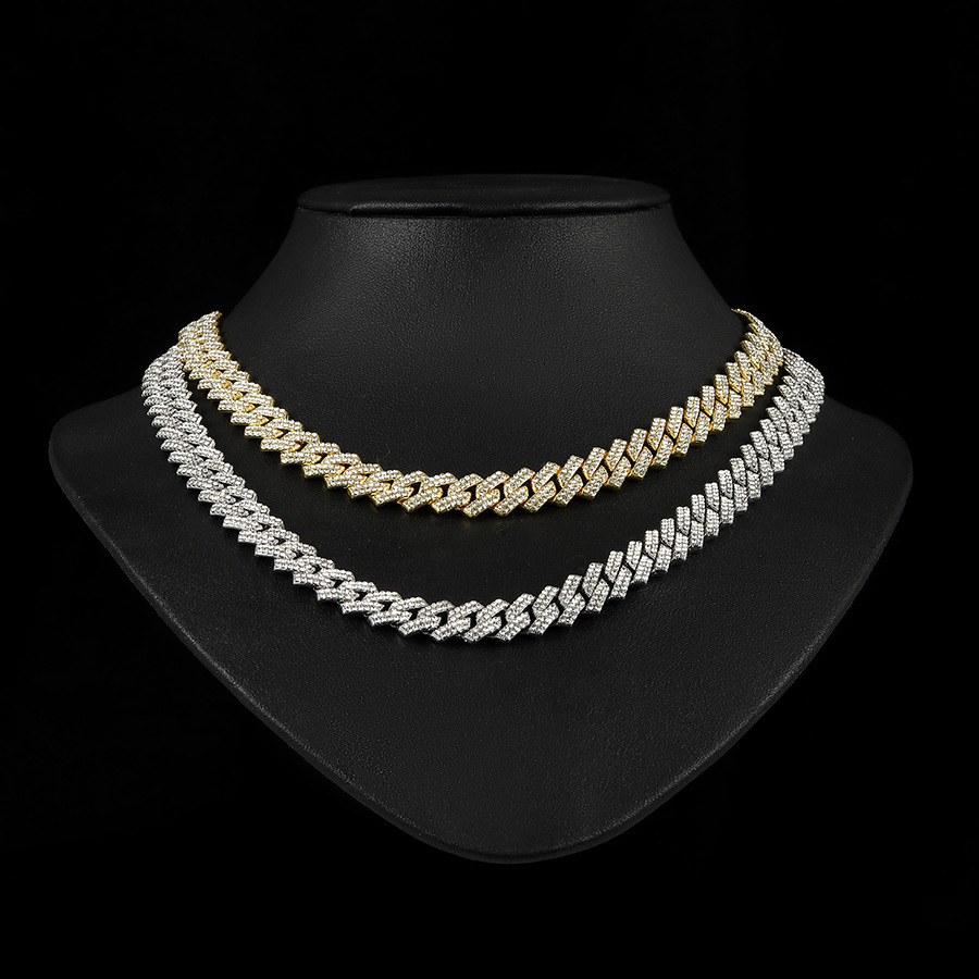 Hiphop 11mm full diamond Cuban necklace accessory_voghion.com