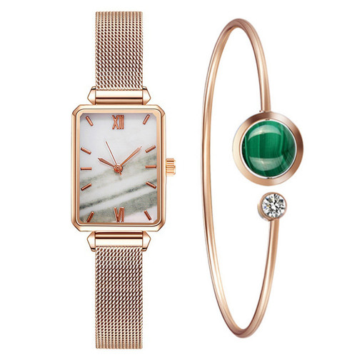 Internet celebrity fashion watch small green watch square lazy magnet buckle women's versatile suit combination gift women's watch