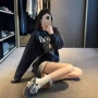 印花圆领好看宽松卫衣