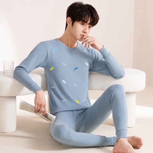 Teenage autumn clothes and long trousers set pure cotton thin section junior high school students boys middle and older children thermal underwear wholesale dropshipping