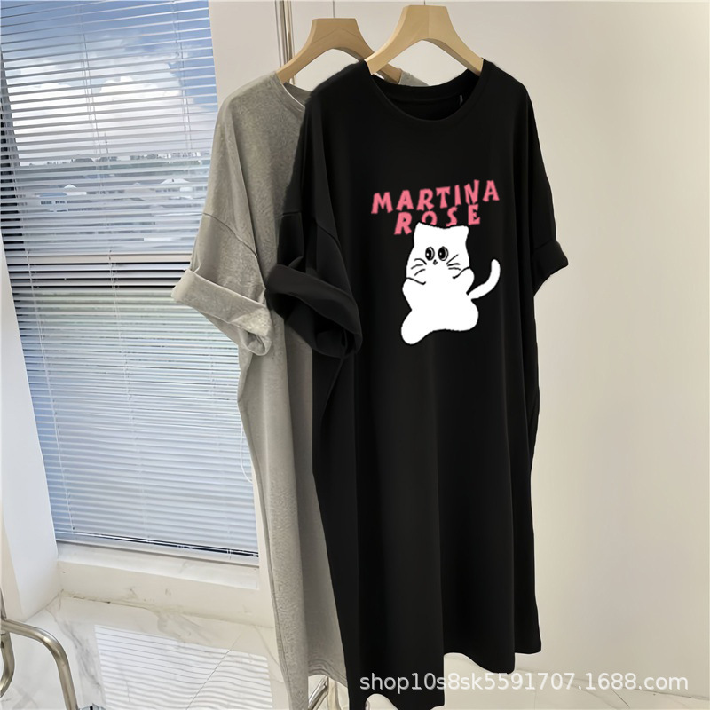 2024 New Summer Printed Short-sleeved dress Women's Korean Style plus size Women's Loose Slimming Age-reducing Mid-length Dress for Women 2024 New Summer Printed Short-sleeved dress Women's Korean Style plus size Women's Loose Slimming Age-reducing Mid-length Dress for Women