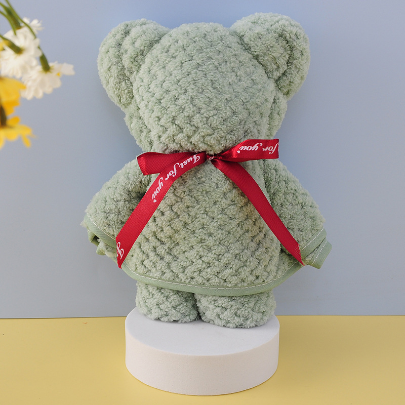 파인애플 체크무늬 녹색 곰