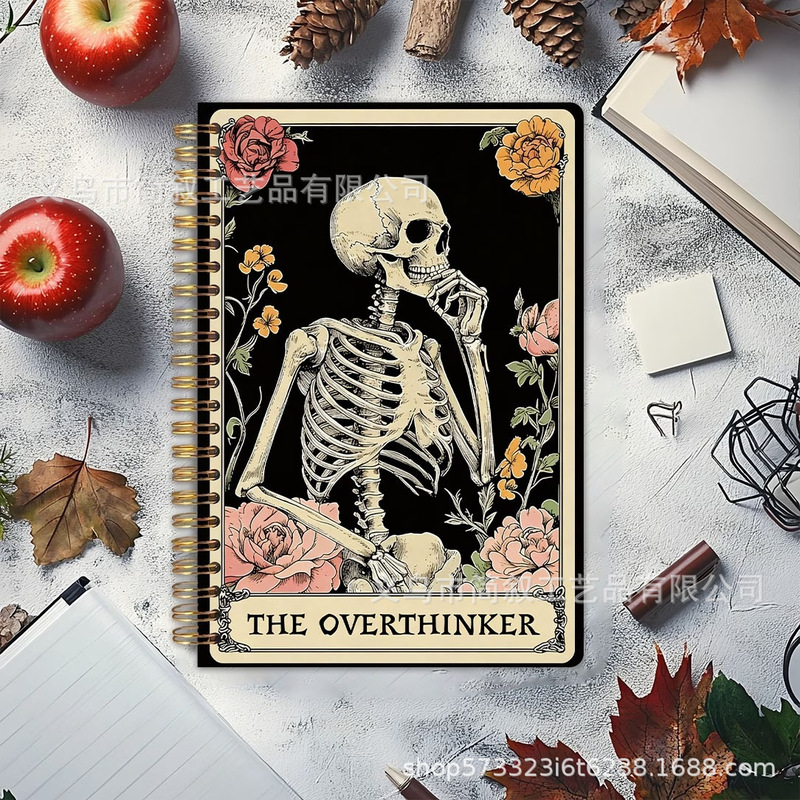 Cross-Border New Model A5 Size Retro Floral Pattern Skull Thinker Cover Spiral-Bound Notebook Cross-Border New Model A5 Size Retro Floral Pattern Skull Thinker Cover Spiral-Bound Notebook