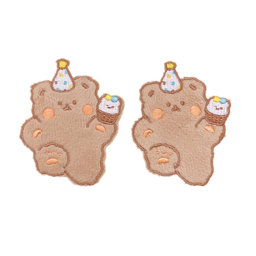 Treasure No. 1 Cute Cartoon Plush Bear Bangs Sticker Children's Hairpin Hair Trim Clip Embroidered Velcro
