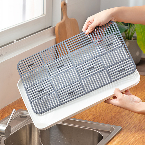 Household rectangular plastic double-layer drain tea tray dry soak Japanese kitchen creative fruit water cup tea set tray
