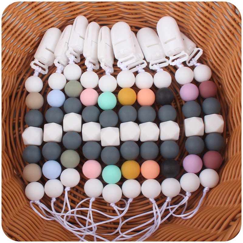 Nuevo bebé suministros cadena de chupete calmante bebé silicona octogonal mordedura pegamento molar cadena anti-caída AliExpress