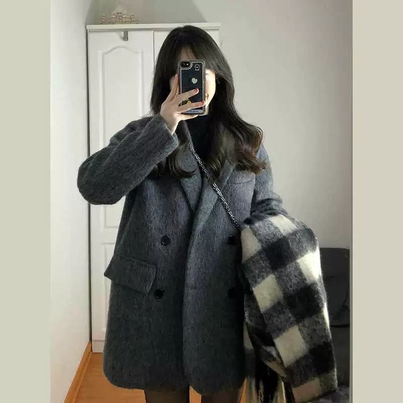 Woolen Outwear Women's Short Style Petite 2025 New Autumn and Winter High-End Suit Hepburn Style Thick Woolen Outwear