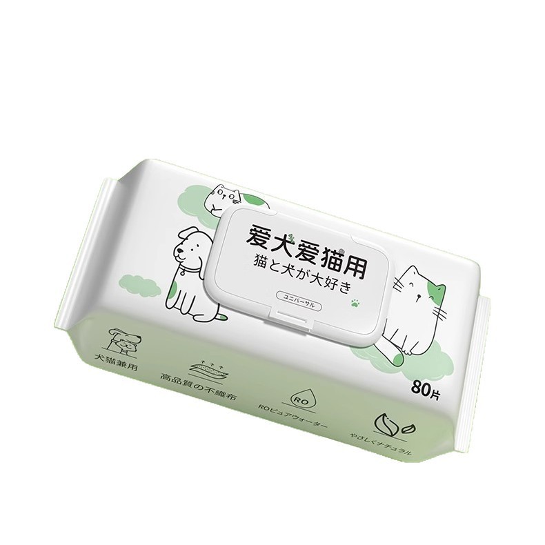 ペット用ウェットティッシュ、洗わない足拭き、涙やけ洗浄、犬猫専用ウェットティッシュ、ウェットティッシュ80枚、ペット用品|undefined