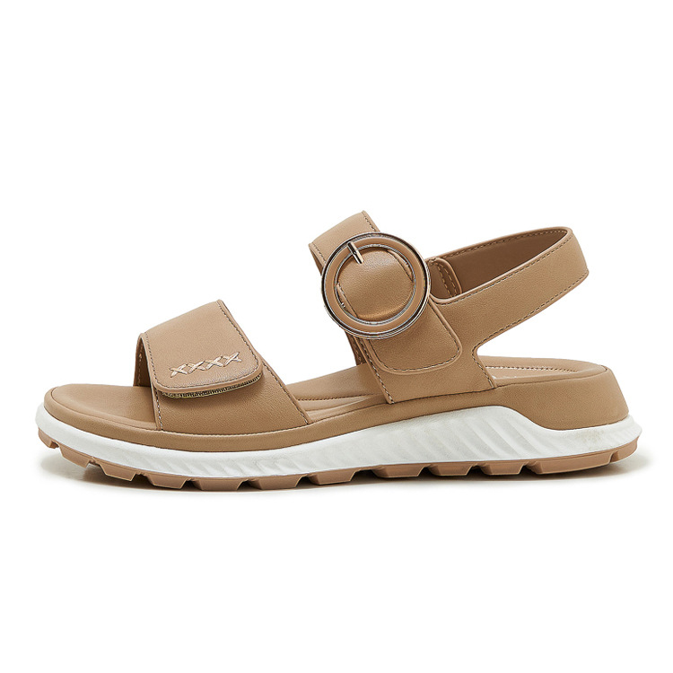 Sandal nữ đế dày khóa kim loại mềm chống trượt — màu đen, màu nâu nhạt, màu mơ chi tiết 24