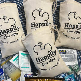 Happily Ever After帆布束口袋定免费设计logo空白棉布袋13*18