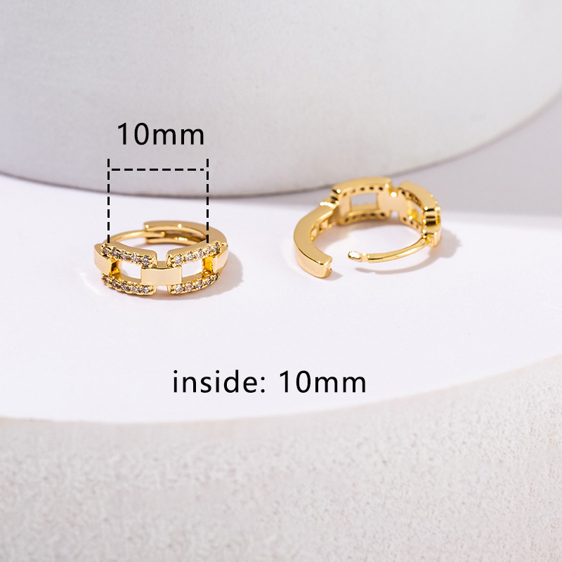 304 Stainless Steel Ear Needle Material 1 Pair Elegant Simple Style Geometric Copper Artificial Gemstones Hoop Earrings
