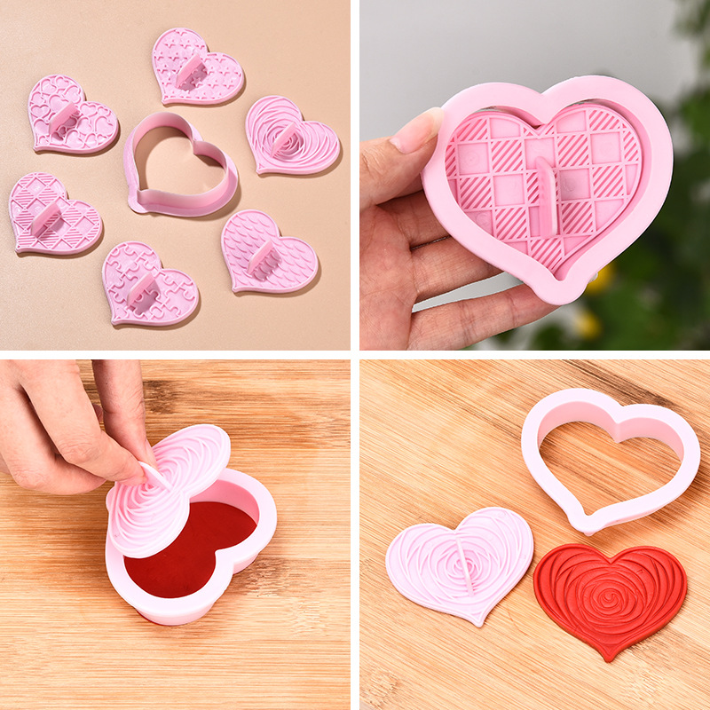 Cross-border Peach Heart Love Spot Galletas Juego de decoración para hornear Molde en forma de corazón Molde para hornear Sello con manita image 3