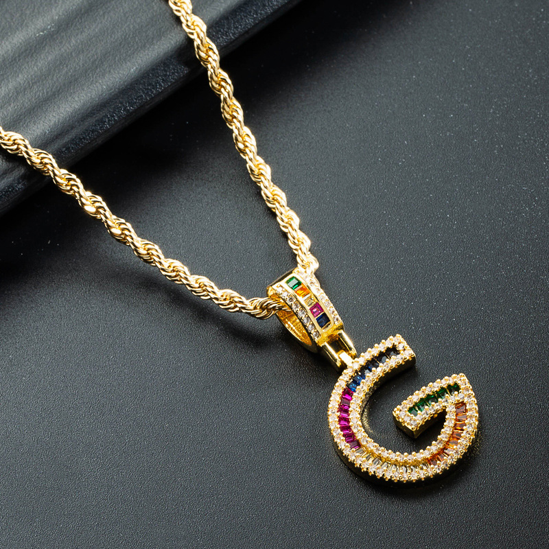 Wholesale Collar Chapado En Oro De Cobre Con Colgante De Letra De Circonita De Color Nihaojewelry display picture 31