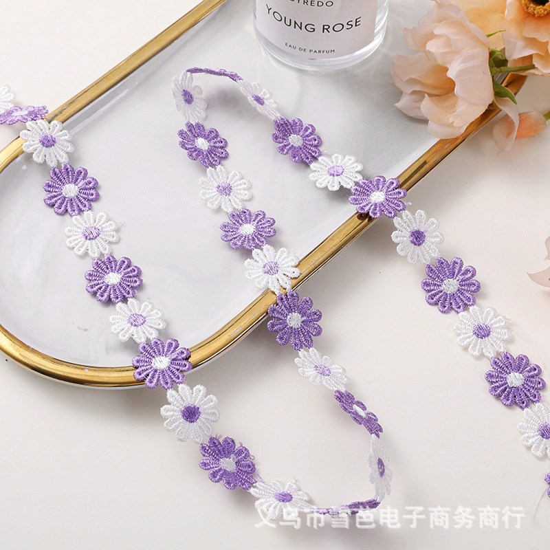 Nuevo punto bordado encaje soluble en agua DIY de dos colores pequeño encaje ropa infantil encaje ropa accesorios encaje