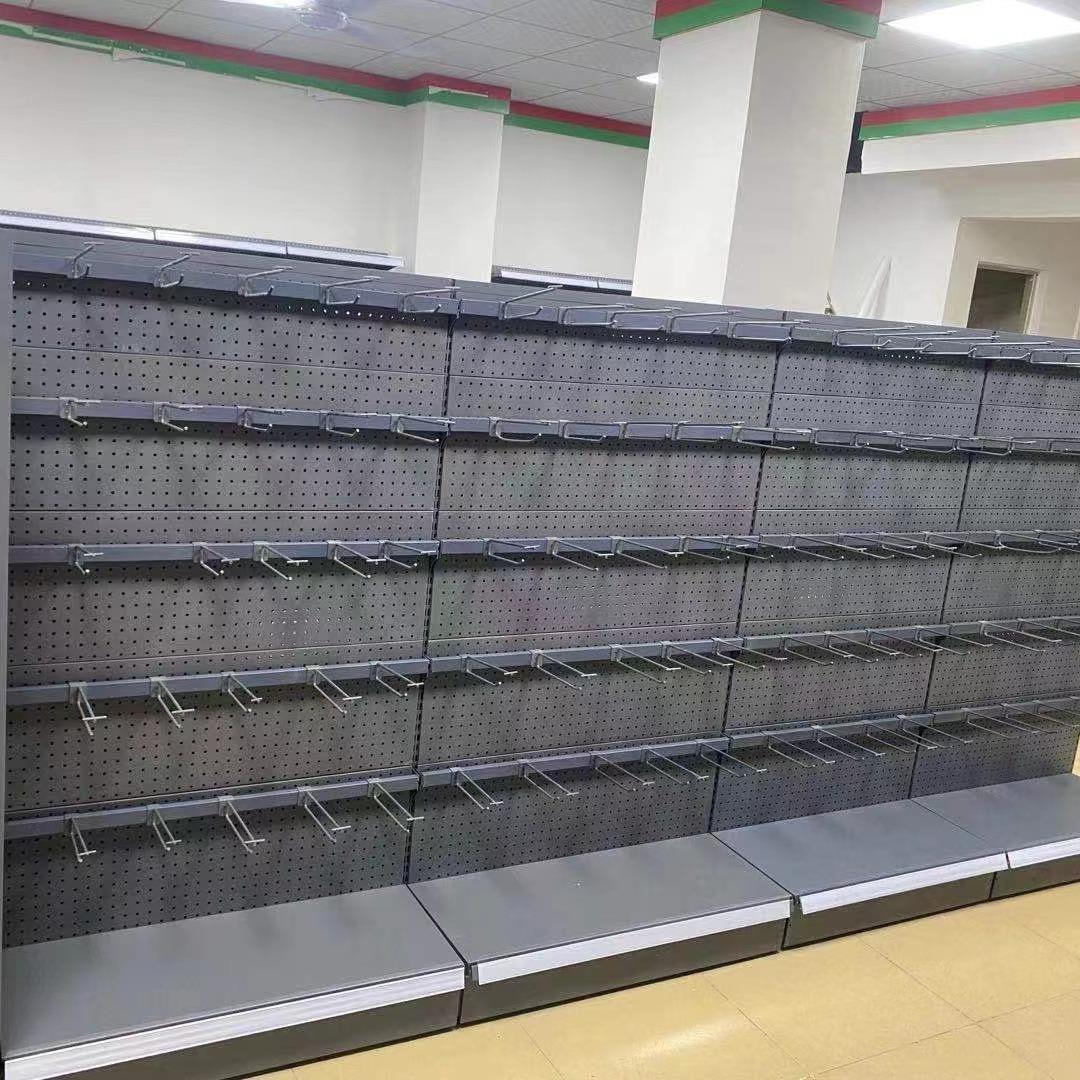 超市货架配件隔挡单双支线挂钩方通铁管网孔挂锅碗碟斜珠钩子