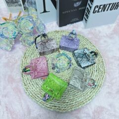 新型蛇紋皮料プラチナ小包ミニミニストラップアクセサリーかわいいイヤホン収納バッグブラインドケース