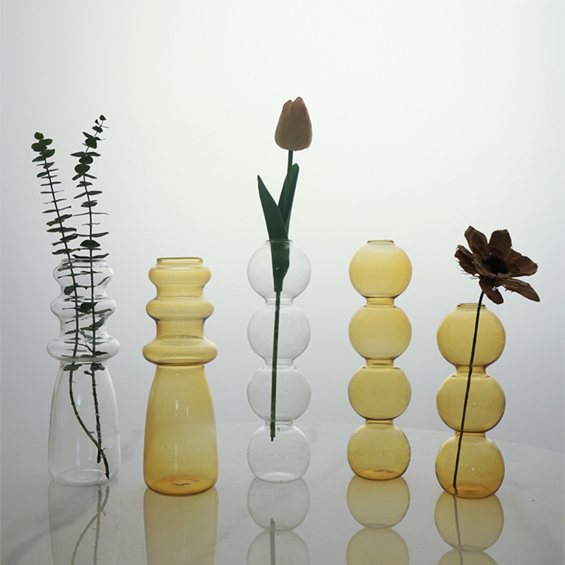 Florero pequeño de cristal, nicho hidropónico para cultivo en agua, adorno transparente con forma de burbuja, decoración para arreglos florales en la sala de estar, bola de cristal con forma geométrica