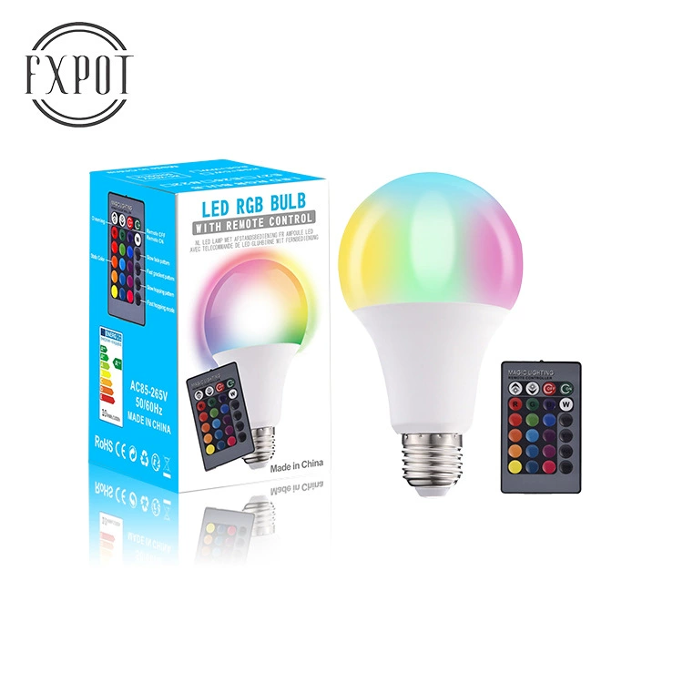 Смарт-светодиодная лампа (LED), управление через приложение, RGB, изменение цвета 9W, эффект пузырей и граффити, пульт дистанционного управления