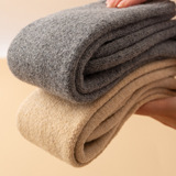 Шерстяные зимние высокие сапоги, флисовые демисезонные кашемировые гольфы, увеличенная толщина, высокая талия