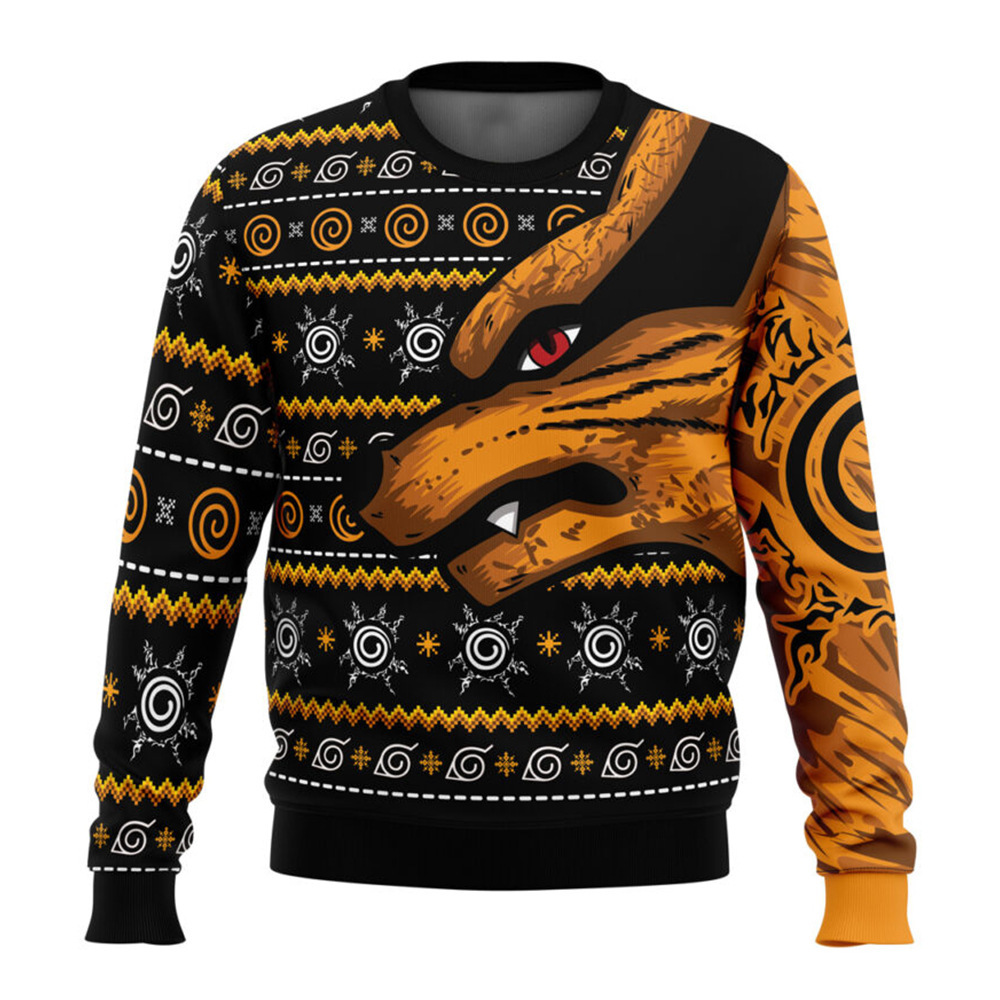 Linda asta asta Santa Claus estampado 3D hombre casual todo fósforo hombro recto manga larga suéter suelto cuello redondo suéter