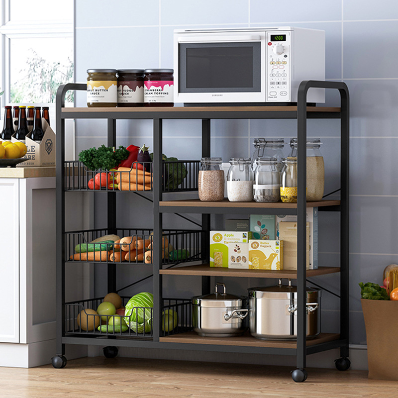 Floor-standing Multi-layer Microwave Oven Pot Rack Kitchen Supplies Household Storage Basket Kitchen Storage Rack