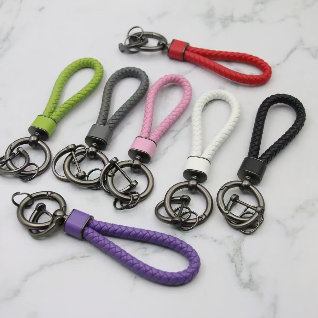 Amazon transfronterizo coche caliente llavero moda cuerda trenzada llavero color llavero cuerda colgante Venta caliente