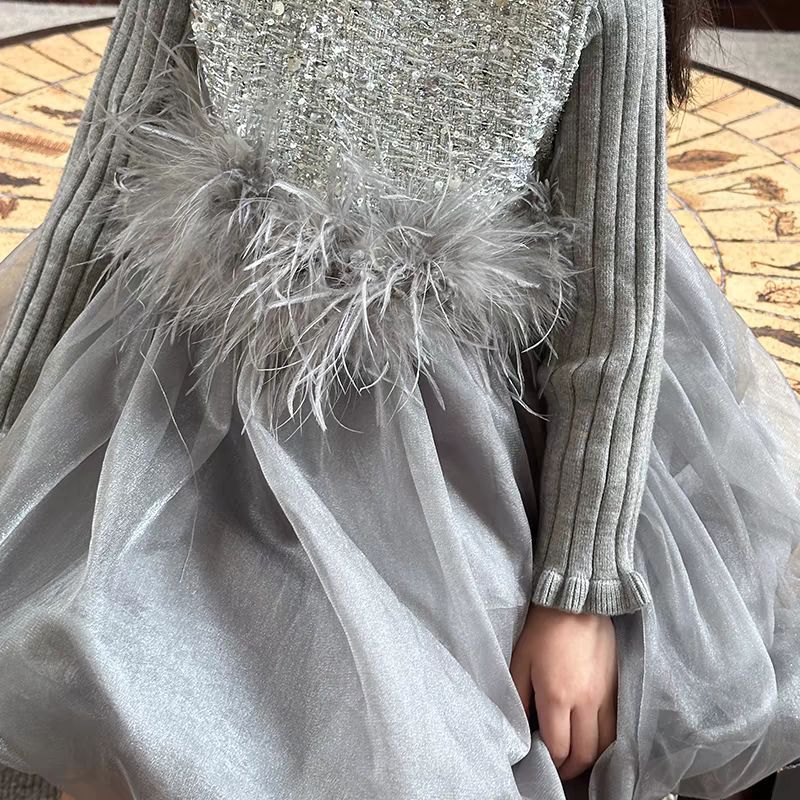 Vestido de niñas de terciopelo otoño-invierno 2025 nuevo estilo extranjero Gao Ding Baby Miu serie chaleco de viento pequeño vestido de princesa